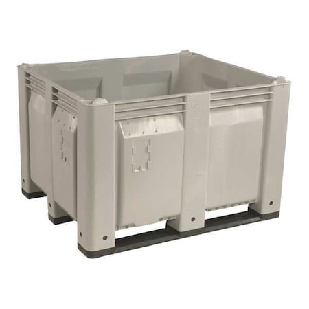 Bulk Container 25.4 cu ft Volume Cap., 48 in L, 40 in W, 31 in H, Plastic, Gray MPN:M011000-104