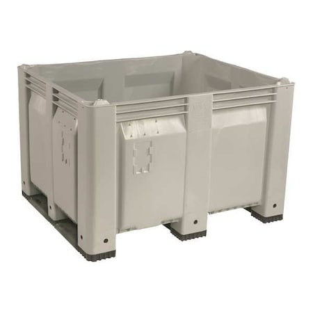 Bulk Container 25.4 cu ft Volume Cap., 48 in L, 40 in W, 31 in H, Plastic, Gray MPN:M013000-104