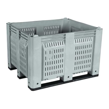 Bulk Container 25.4 cu ft Volume Cap., 48 in L, 40 in W, 31 in H, Plastic, Gray MPN:M022000-104