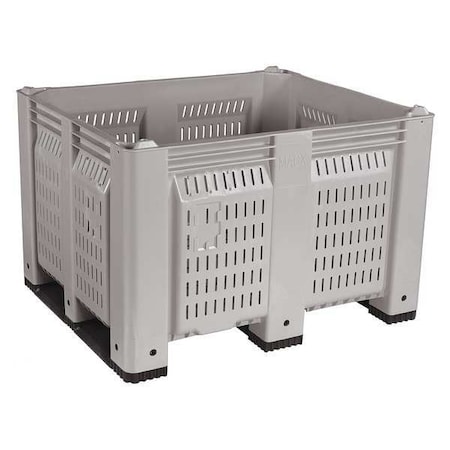 Bulk Container 25.4 cu ft Volume Cap., 48 in L, 40 in W, 31 in H, Plastic, Gray MPN:M023000-104