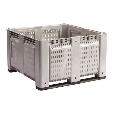 Bulk Container 28.7 cu ft Volume Cap., 48 in L, 48 in W, 28 1/2 in H, Plastic, Gray MPN:M126000-104