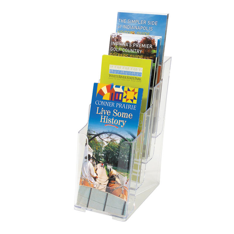 Deflecto Stand-Tall Countertop Leaflet Size Literature Display, 10inH x 47/8inW x 6 1/8inD, Clear (Min Order Qty 10) MPN:77701