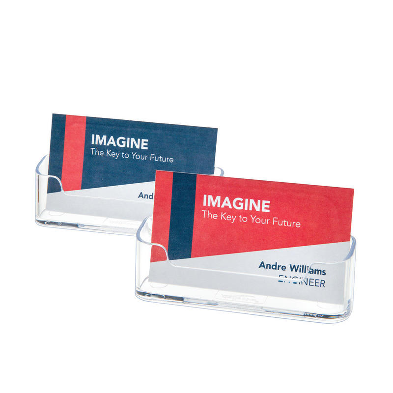 Deflecto Single Compartment Business Card Holder, 50-Card Capacity, Clear, Pack Of 2 (Min Order Qty 40) MPN:70501RT