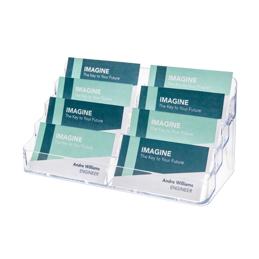 Deflecto 8-Compartment Business Card Holder, 3 7/8inH x 7 7/8inW x 3 5/8inD, Clear, 70801RT (Min Order Qty 30) MPN:70801RT
