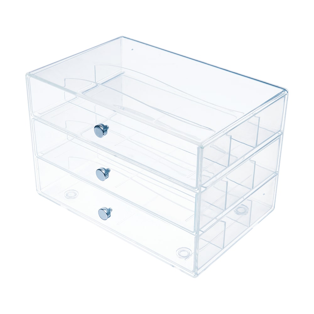 Deflecto Stackable Drawer Organizer, 6-13/16inH x 12-1/2inW x 12-1/2inD, Clear MPN:350901CR