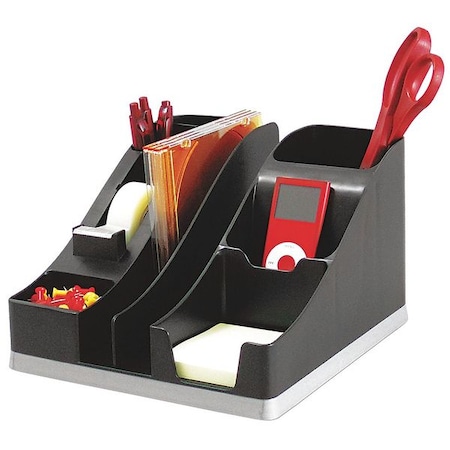 Desktop Organizer, Black/Silver, Plastic MPN:DEF35172