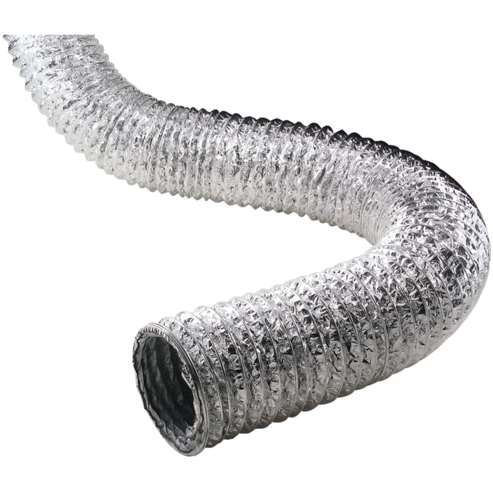 Deflecto Supurr-Flex 5-Ply 4in Aluminum Flex Duct, Silver, F0405B/4 MPN:F0405B