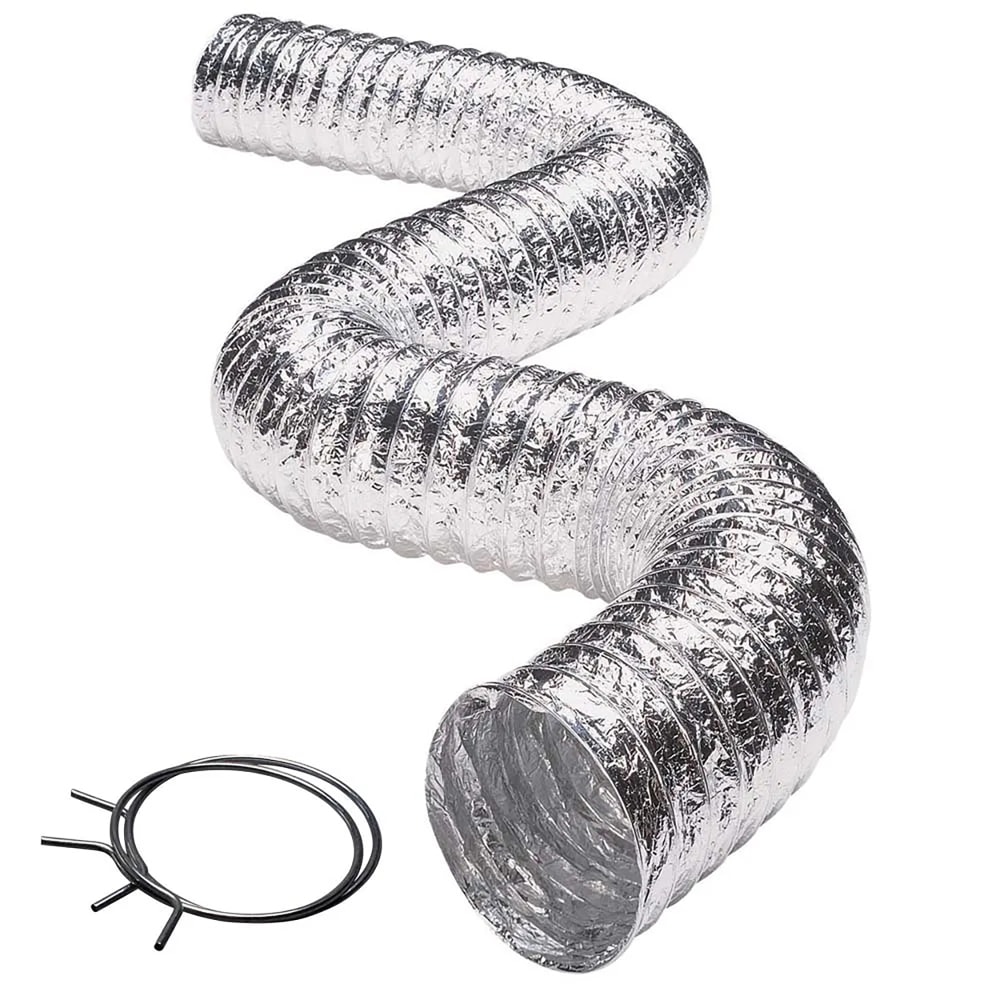 Deflecto Super-Flex 4in Multilayered Flexible Aluminum Duct For Dryer Ventilation, Silver, VENFO408MSX MPN:F0408MSX/30