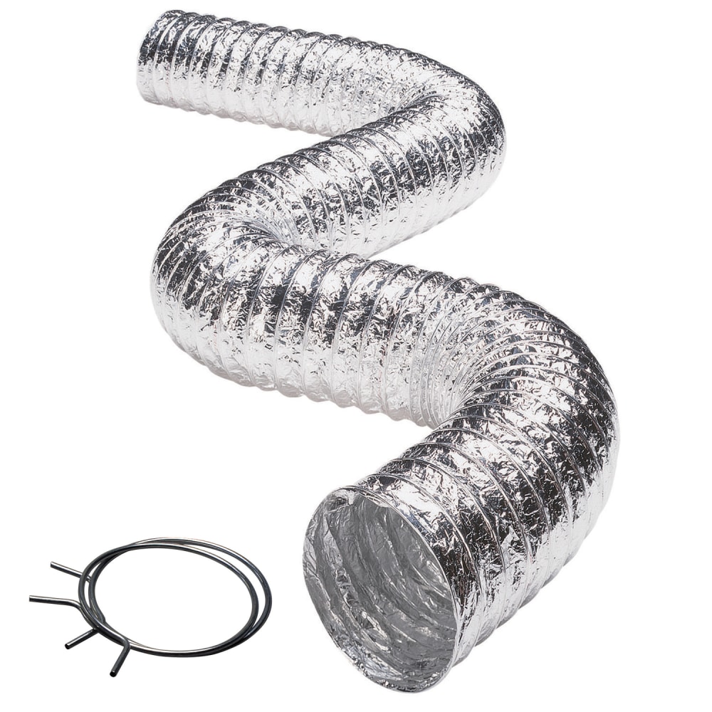 Deflecto 3-Ply 4in x 8ft Class 1 Flexible Aluminum Duct With Spring Clamps, Silver, FLXC0408 MPN:FLXC0408