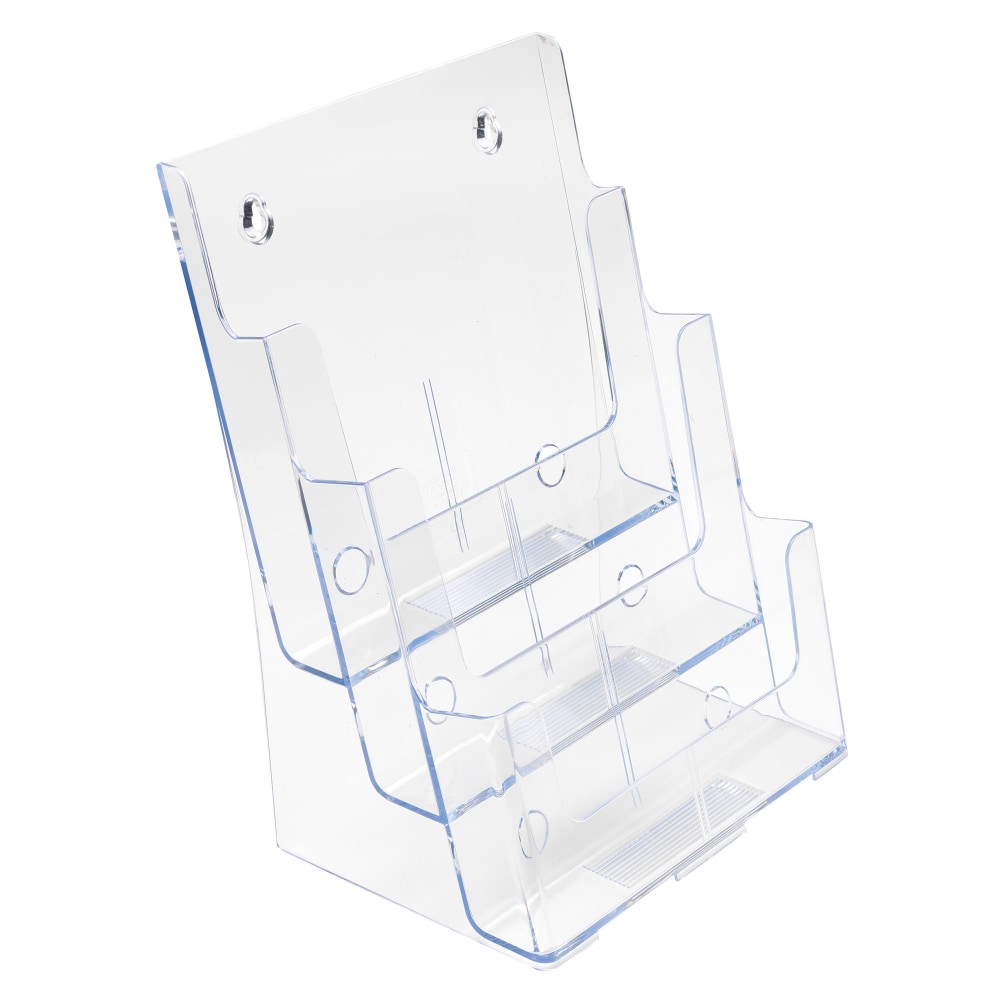 Deflecto 3-Tier Magazine Literature Holder, 12 5/8inH x 9 1/2inW x 6 1/4inD, Clear (Min Order Qty 8) MPN:77301