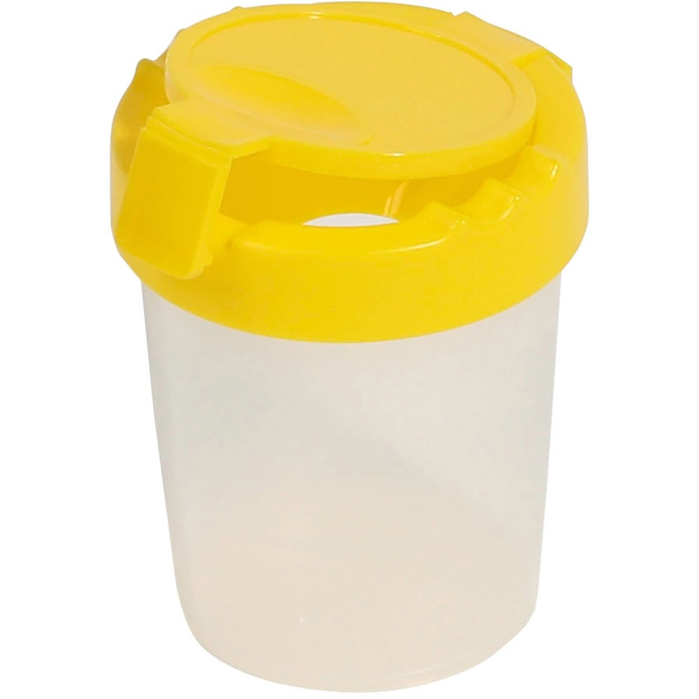 Deflecto Antimicrobial Kids No Spill Paint Cup Yellow - Paint, Brush - 3.93in x 3.46inx 3.93in Depth - Yellow - Plastic, Polypropylene - 1 Each MPN:39515YEL