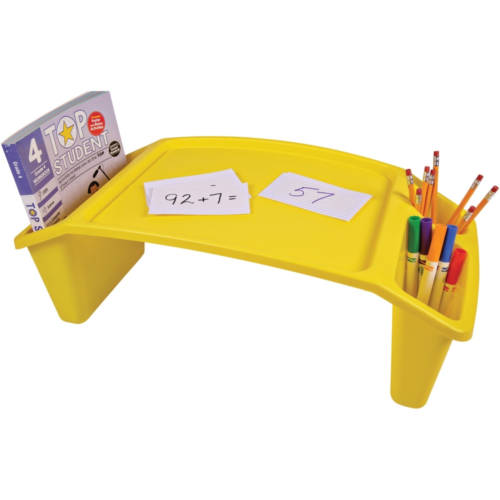 Deflecto Antimicrobial Kids Lap Tray - Supplies, Paper, Book, Pencil, Crayon, Mobile Device, Decoration/Activity - 39502YEL MPN:39502YEL