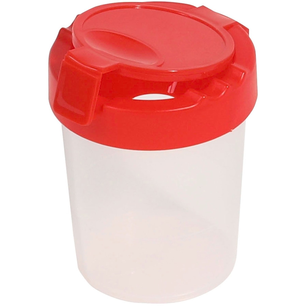 Deflecto Antimicrobial Kids No Spill Paint Cup Red, Paint, Brush, 3.93inH x 3.46inW x 3.93inD, Red, Plastic, Polypropylene MPN:39515RED
