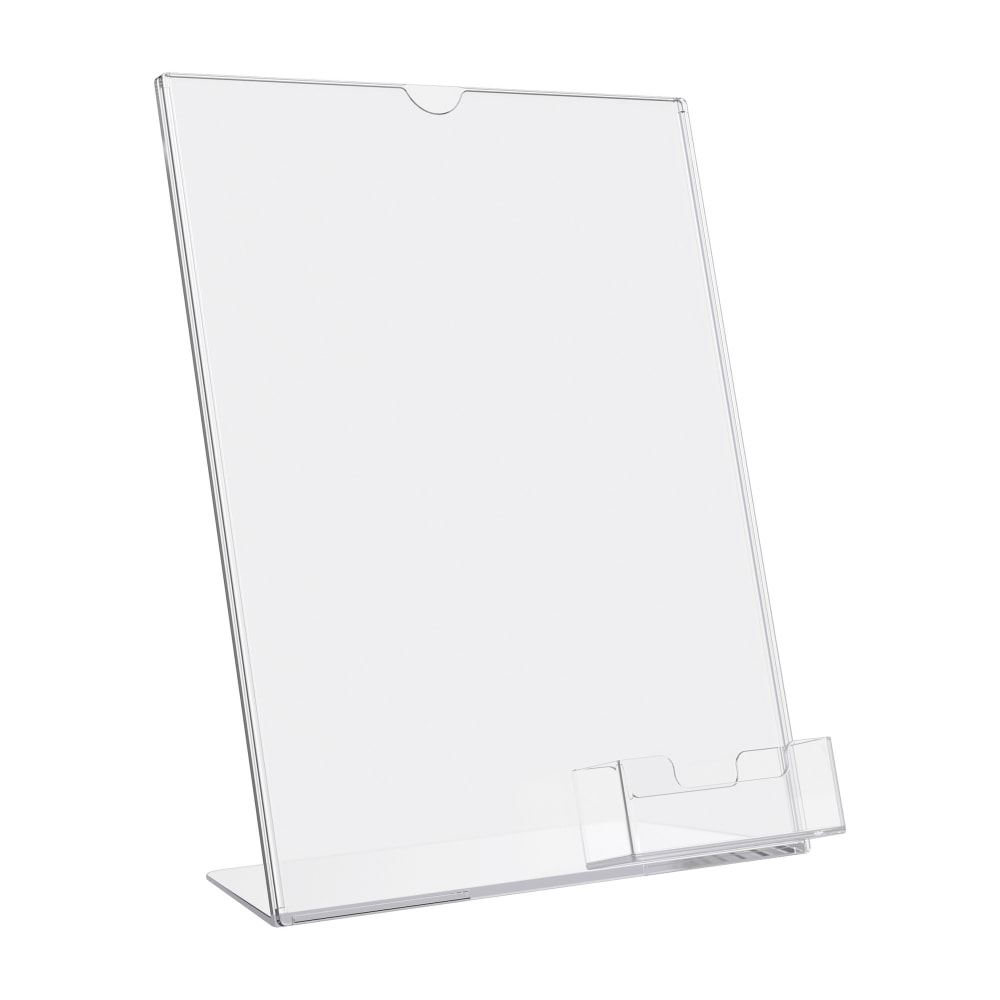 Deflecto Superior Image Slanted Sign Holder With Business Card Holder, 11 1/4inH x 9inW x 4 1/2inD, Clear (Min Order Qty 9) MPN:590601