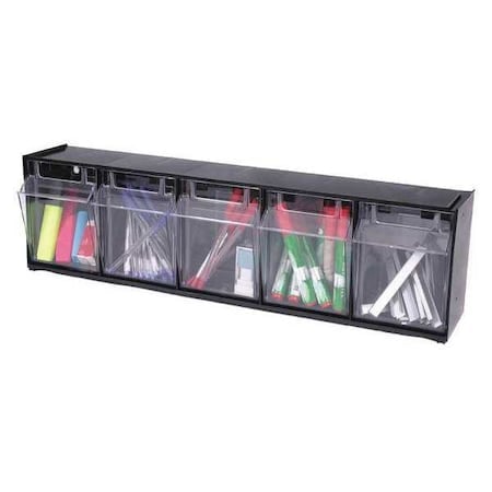 Plastic Tilt Bin for Storage, 5 Bins, Black, Black MPN:20504OP