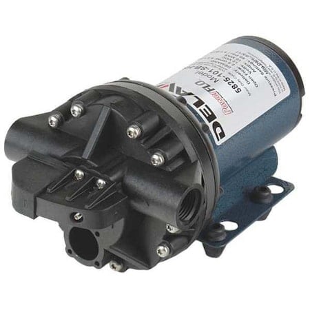 Diaphragm Pump, Polypropylene, Santoprene, 12VDC, 2.5 GPM 140 Degrees F MPN:5825A-101-SB-HS