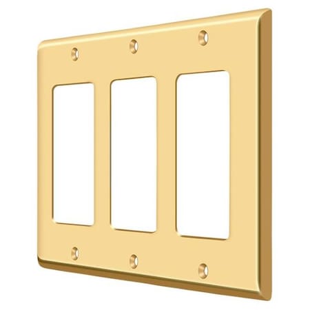 Triple Rocker Switch Plate, Number of Gangs: 3 Solid Brass, PVD Polished Brass Finish MPN:SWP4740CR003