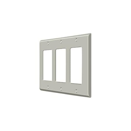 Triple Rocker Switch Plate, Number of Gangs: 3 Solid Brass, Brushed Nickel Finish MPN:SWP4740U15