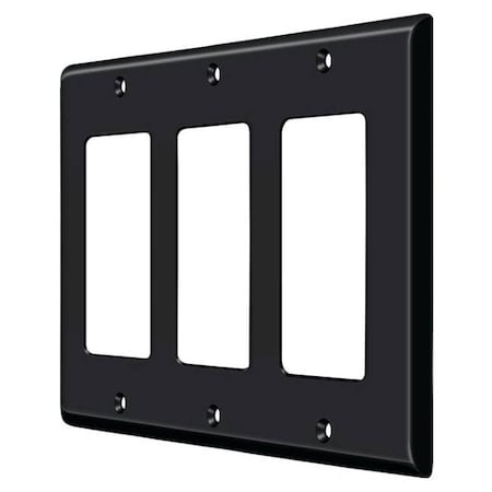 Triple Rocker Switch Plate, Number of Gangs: 3 Solid Brass, Paint Black Finish MPN:SWP4740U19