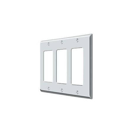Triple Rocker Switch Plate, Number of Gangs: 3 Solid Brass, Polished Chrome Plated Finish MPN:SWP4740U26
