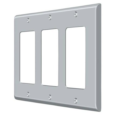 Triple Rocker Switch Plate, Number of Gangs: 3 Solid Brass, Brushed Chrome Finish MPN:SWP4740U26D