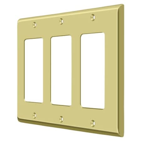Triple Rocker Switch Plate, Number of Gangs: 3 Solid Brass, Polished Brass Finish MPN:SWP4740U3