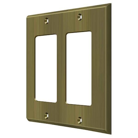 Double Rocker Switch Plate, Number of Gangs: 2 Solid Brass, Antique Brass Finish MPN:SWP4741U5