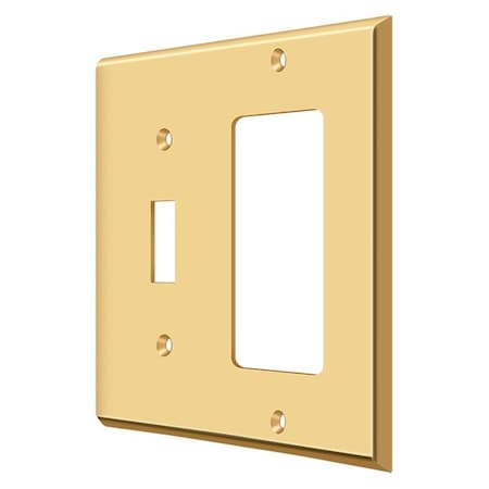 Single Switch/Single Rocker Switch Plate, Number of Gangs: 2 Solid Brass, PVD Polished Brass Finish MPN:SWP4743CR003