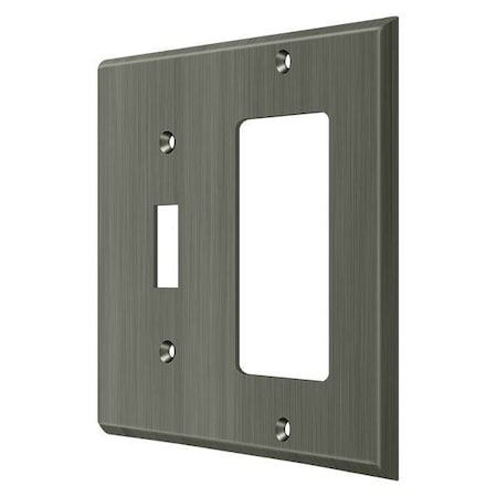 Single Switch/Single Rocker Switch Plate, Number of Gangs: 2 Solid Brass, Antique Nickel Finish MPN:SWP4743U15A