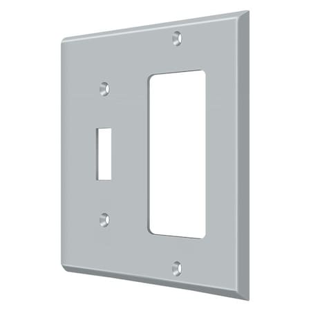Single Switch/Single Rocker Switch Plate, Number of Gangs: 2 Solid Brass, Brushed Chrome Finish MPN:SWP4743U26D