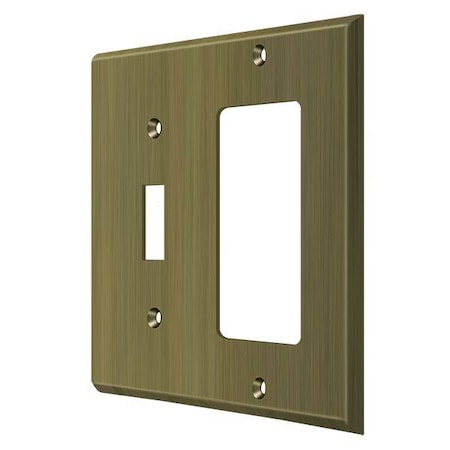 Single Switch/Single Rocker Switch Plate, Number of Gangs: 2 Solid Brass, Antique Brass Finish MPN:SWP4743U5