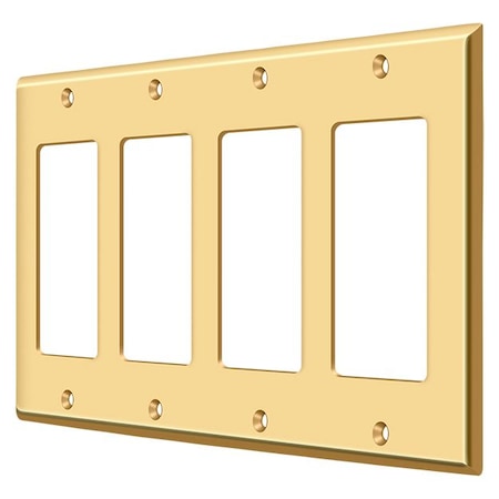 Quadruple Rocker Switch Plate, Number of Gangs: 4 Solid Brass, PVD Polished Brass Finish MPN:SWP4744CR003