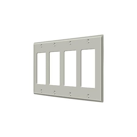 Quadruple Rocker Switch Plate, Number of Gangs: 4 Solid Brass, Brushed Nickel Finish MPN:SWP4744U15