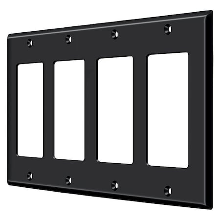 Quadruple Rocker Switch Plate, Number of Gangs: 4 Solid Brass, Paint Black Finish MPN:SWP4744U19
