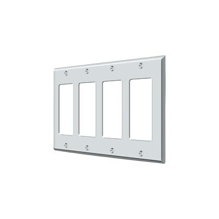 Quadruple Rocker Switch Plate, Number of Gangs: 4 Solid Brass, Polished Chrome Plated Finish MPN:SWP4744U26