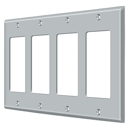 Quadruple Rocker Switch Plate, Number of Gangs: 4 Solid Brass, Brushed Chrome Finish MPN:SWP4744U26D