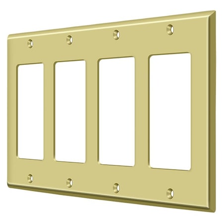 Quadruple Rocker Switch Plate, Number of Gangs: 4 Solid Brass, Polished Brass Finish MPN:SWP4744U3