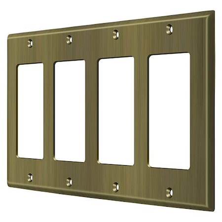Quadruple Rocker Switch Plate, Number of Gangs: 4 Solid Brass, Antique Brass Finish MPN:SWP4744U5