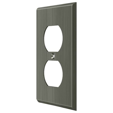 Double Outlet Switch Plate, Number of Gangs: 1 Solid Brass, Antique Nickel Finish MPN:SWP4752U15A
