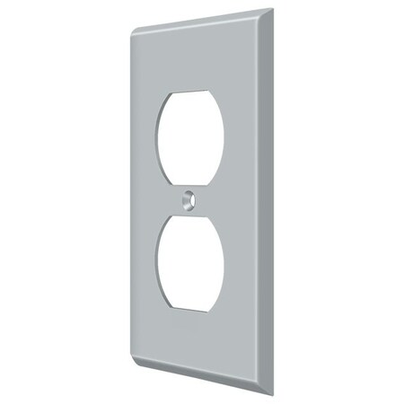 Double Outlet Switch Plate, Number of Gangs: 1 Solid Brass, Brushed Chrome Finish MPN:SWP4752U26D