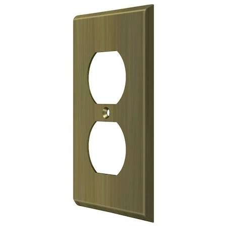 Double Outlet Switch Plate, Number of Gangs: 1 Solid Brass, Antique Brass Finish MPN:SWP4752U5