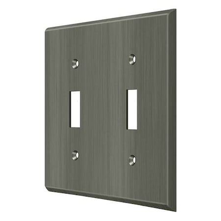 Double Standard Switch Plate, Number of Gangs: 2 Solid Brass, Antique Nickel Finish MPN:SWP4761U15A