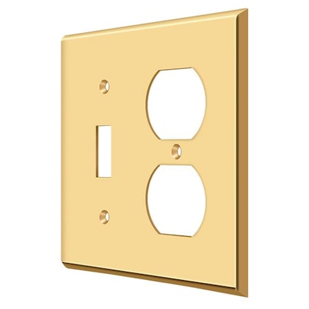 Single Switch/Double Outlet Switch Plate, Number of Gangs: 2 Solid Brass, PVD Polished Brass Finish MPN:SWP4762CR003