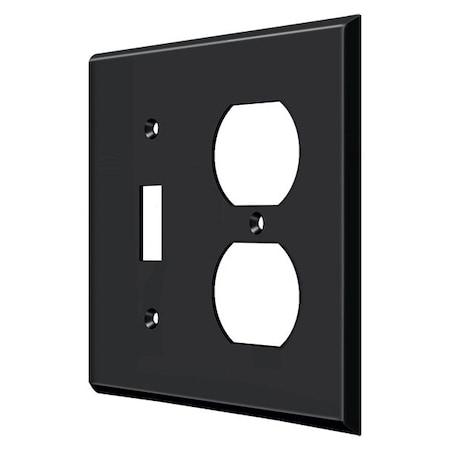 Single Switch/Double Outlet Switch Plate, Number of Gangs: 2 Solid Brass, Paint Black Finish MPN:SWP4762U19