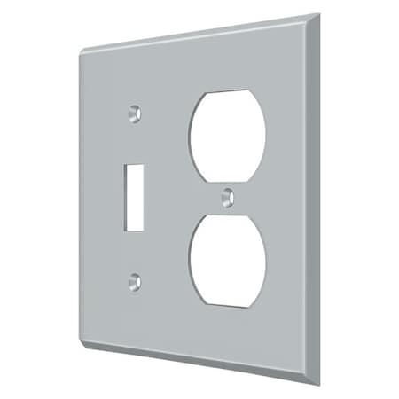 Single Switch/Double Outlet Switch Plate, Number of Gangs: 2 Solid Brass, Brushed Chrome Finish MPN:SWP4762U26D