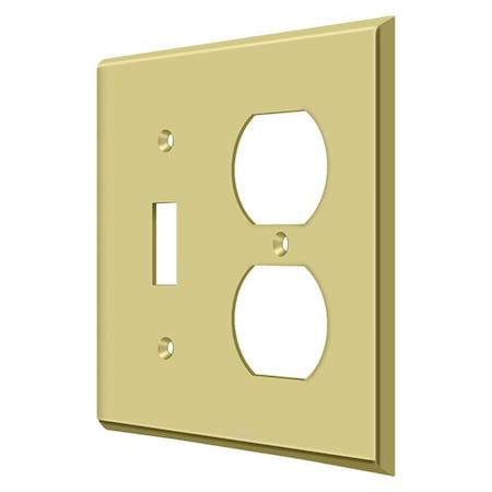 Single Switch/Double Outlet Switch Plate, Number of Gangs: 2 Solid Brass, Polished Brass Finish MPN:SWP4762U3