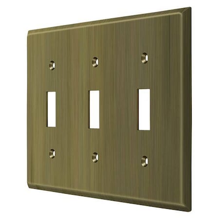 Triple Standard Switch Plate, Number of Gangs: 3 Solid Brass, Antique Brass Finish MPN:SWP4763U5