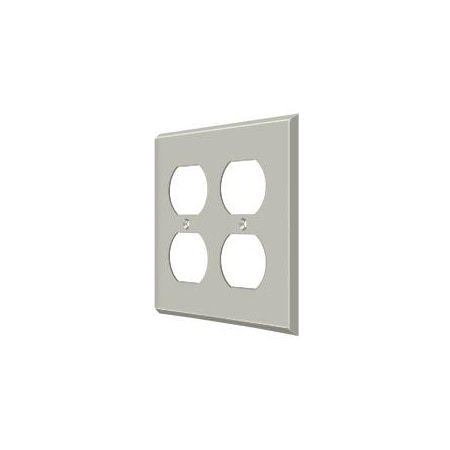 Quadruple Outlet Switch Plate, Number of Gangs: 2 Solid Brass, Brushed Nickel Finish MPN:SWP4771U15