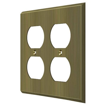 Quadruple Outlet Switch Plate, Number of Gangs: 2 Solid Brass, Antique Brass Finish MPN:SWP4771U5