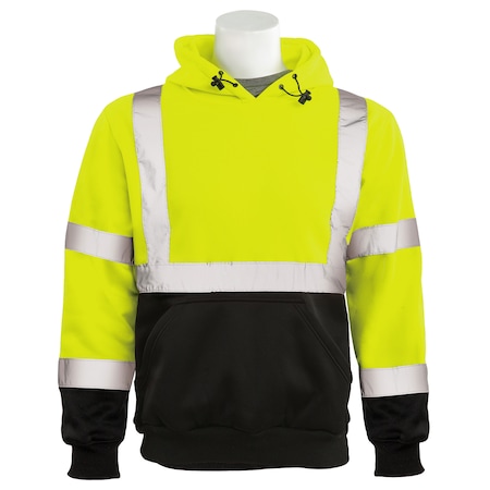 Sweatshirt, Fleece, Pullover, Class 3, W376B, Hi-Viz Lime, XL MPN:61550